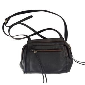 Hobo Int'l Gray Leather Zipped pocket Hunter Crossbody Bag
